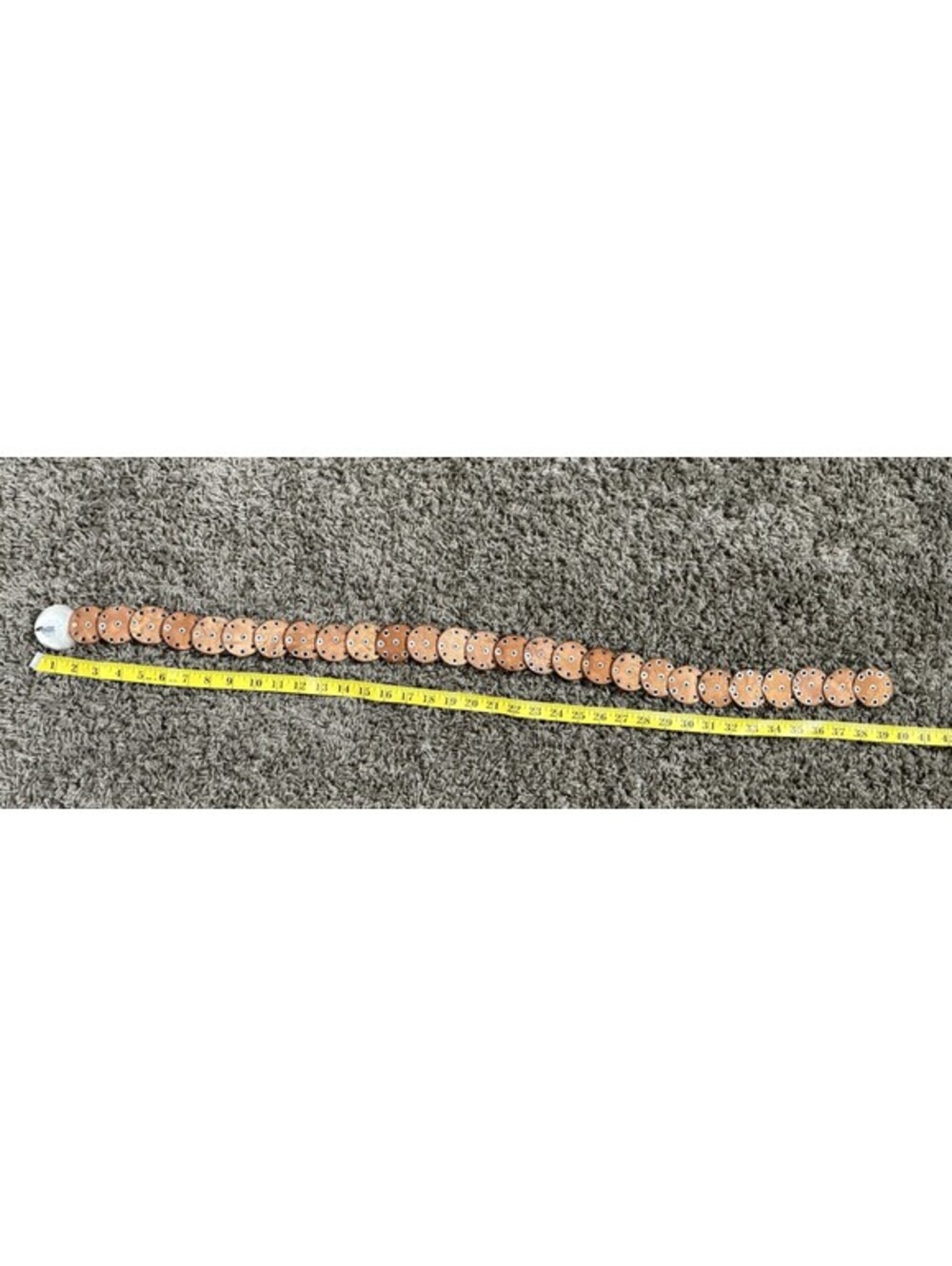 Free People Baby Follow Your Arrow Tan Leather Disc Belt One Size - Picture 10 of 13
